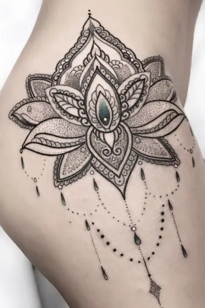 idee tatuaggi sexy ornamentali donna coscia pescara
